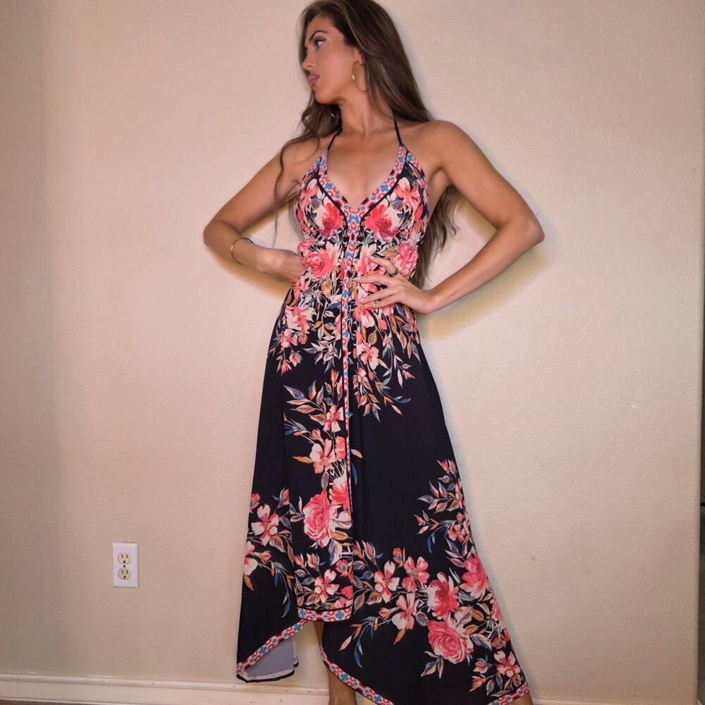 Y2k fairycore floral halter dress
